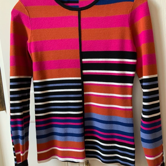 ELIE TAHARI THE SELINA GARDEN STRIPED CREWNECK SWEATER IN SIZE SMALL - Picture 2 of 16